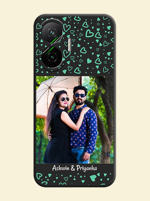Sea Green Indefinite Love Pattern on Photo On Space Black Custom Soft Matte Mobile Back Cover - Poco F7 5G