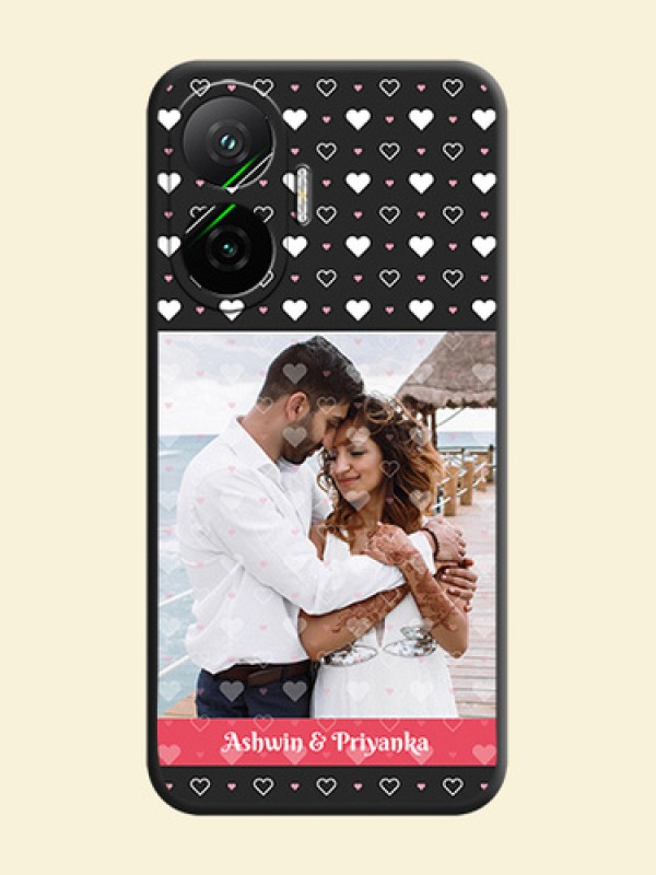 White Color Love Symbols with Text Design on Photo On Space Black Custom Soft Matte Mobile Back Cover - Poco F7 5G