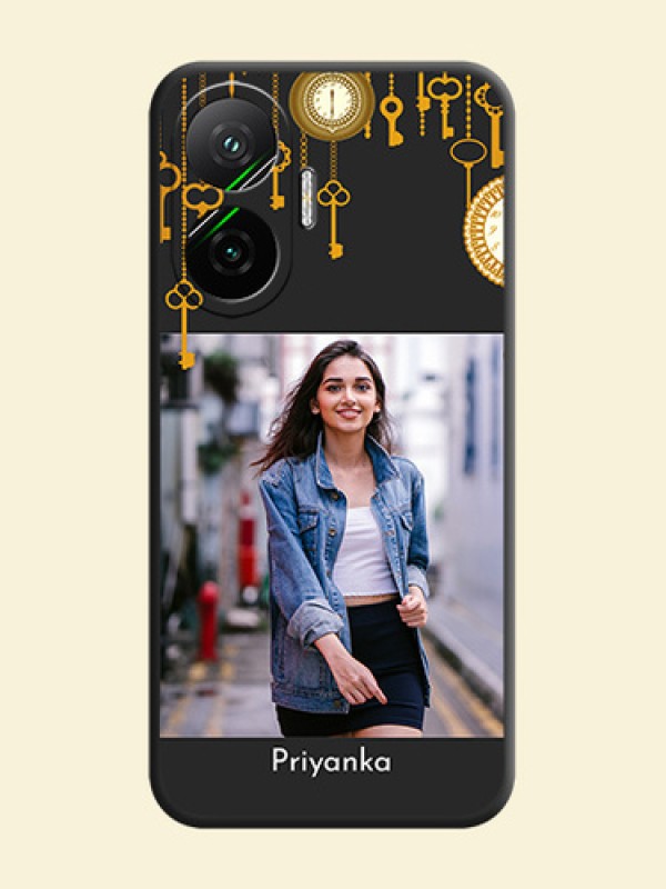 Decorative Design with Text On Space Black Custom Soft Matte Mobile Back Cover - Poco F7 5G