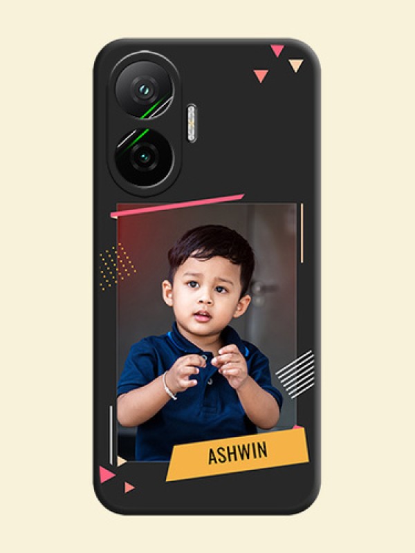 Photo Frame with Triangle Small Dots on Photo On Space Black Custom Soft Matte Mobile Back Cover - Poco F7 5G
