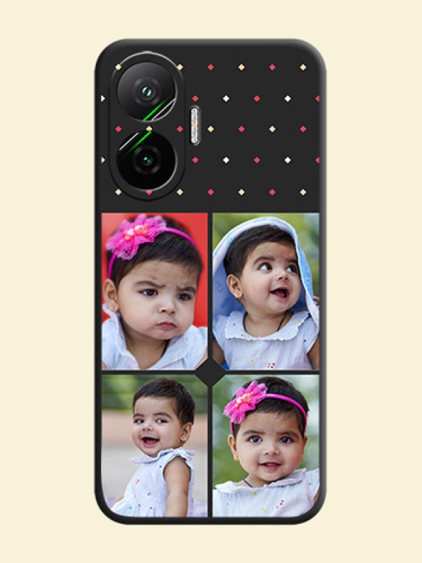 Multicolor Dotted Pattern with 4 Image Holder On Space Black Custom Soft Matte Mobile Back Cover - Poco F7 5G