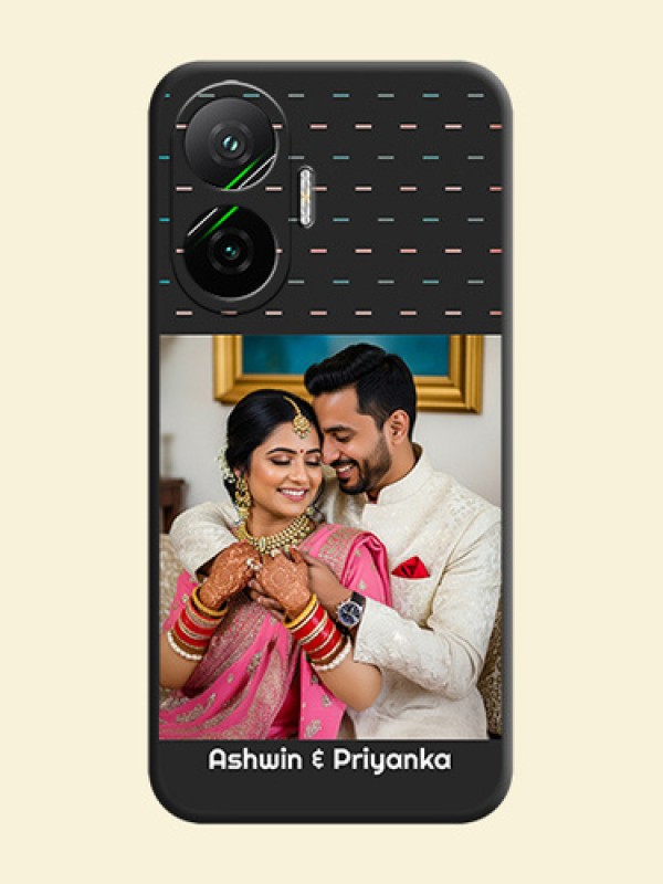 Line Pattern Design with Text On Space Black Custom Soft Matte Mobile Back Cover - Poco F7 5G