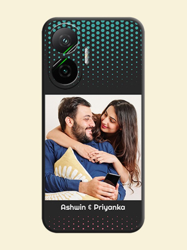 Faded Dots with Grunge Photo Frame and Text On Space Black Custom Soft Matte Mobile Back Cover - Poco F7 5G