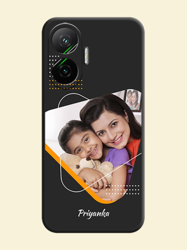 Yellow Triangle on Photo On Space Black Custom Soft Matte Mobile Back Cover - Poco F7 5G