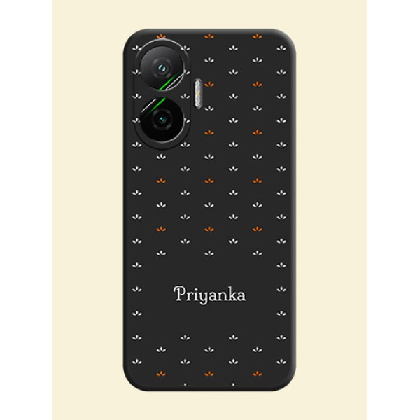 Simple Pattern With Custom Text On Space Black Custom Soft Matte Mobile Back Cover - Poco F7 5G