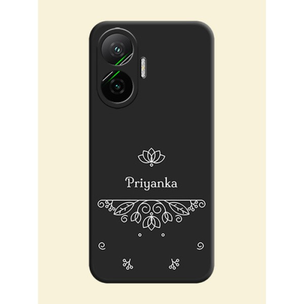 Lotus Garden Custom Text On Space Black Custom Soft Matte Mobile Back Cover - Poco F7 5G