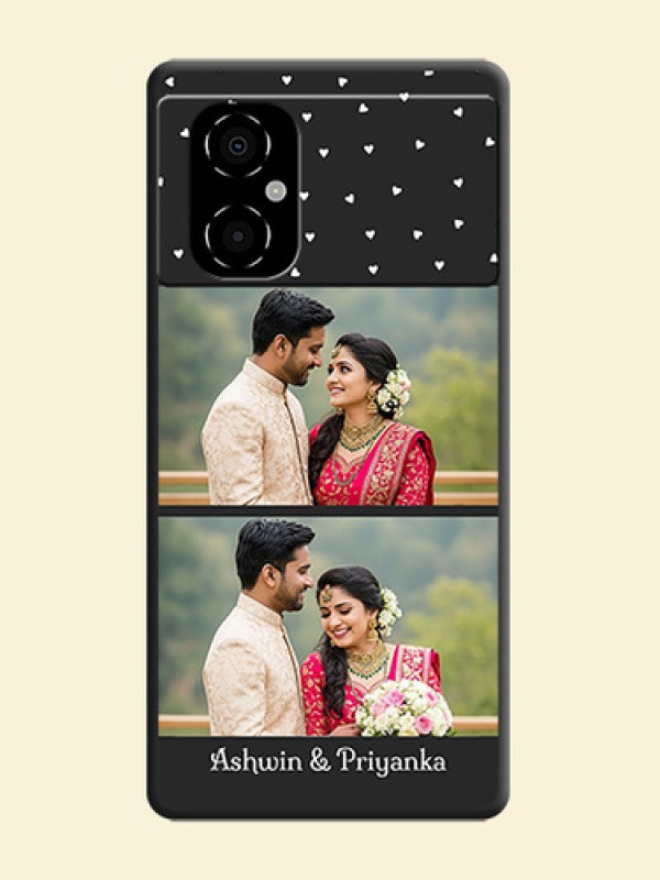 Miniature Love Symbols with Name on Space Black Custom Soft Matte Back Cover - Poco M4 5G