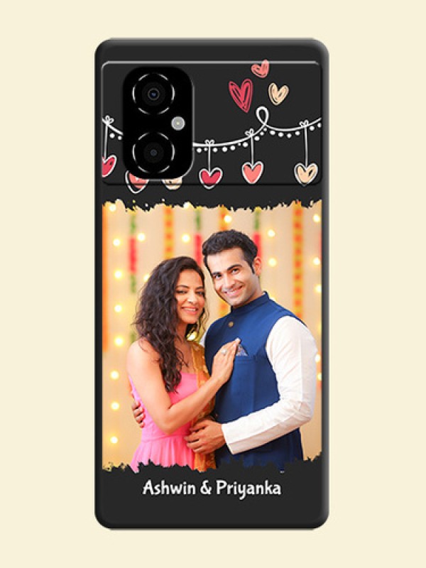 Pink Love Hangings with Name on Space Black Custom Soft Matte Phone Cases - Poco M4 5G