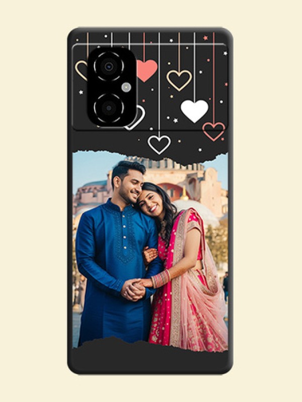 Love Hangings with Splash Wave Picture on Space Black Custom Soft Matte Phone Back Cover - Poco M4 5G