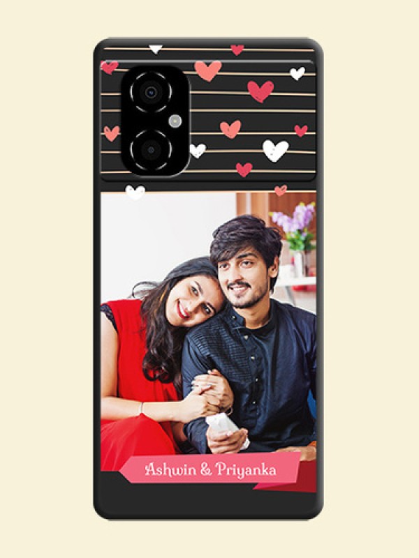 Love Pattern with Name on Pink Ribbon  on Photo on Space Black Soft Matte Back Cover - Poco M4 5G