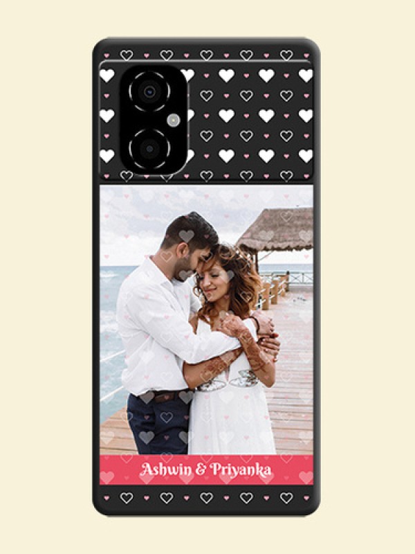 White Color Love Symbols with Text Design on Photo on Space Black Soft Matte Phone Cover - Poco M4 5G