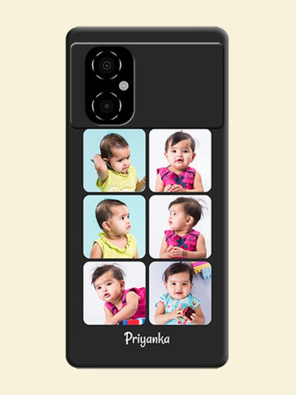 Floral Art with 6 Image Holder on Photo on Space Black Soft Matte Mobile Case - Poco M4 5G