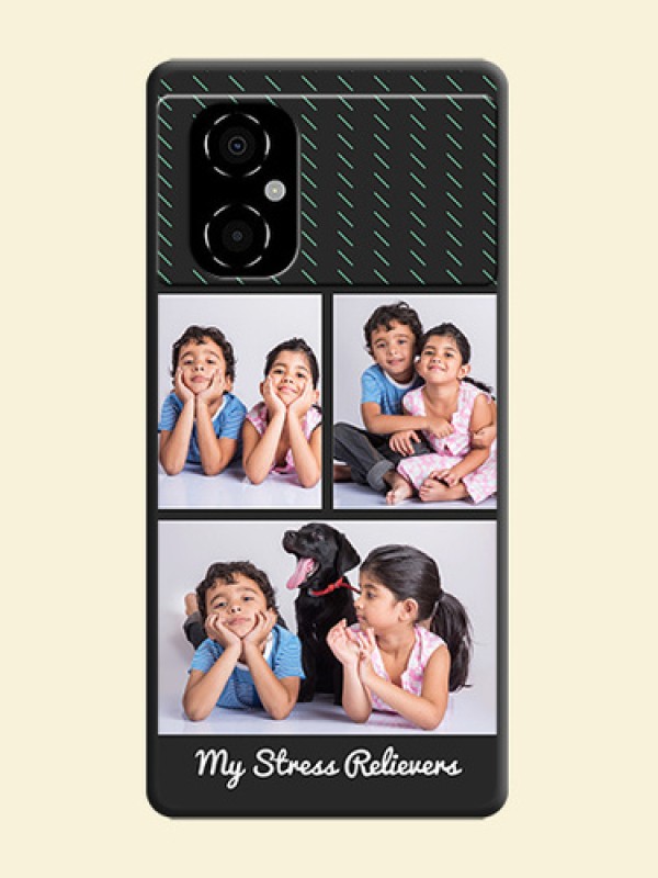 Cross Dotted Pattern with 2 Image Holder  on Personalised Space Black Soft Matte Cases - Poco M4 5G