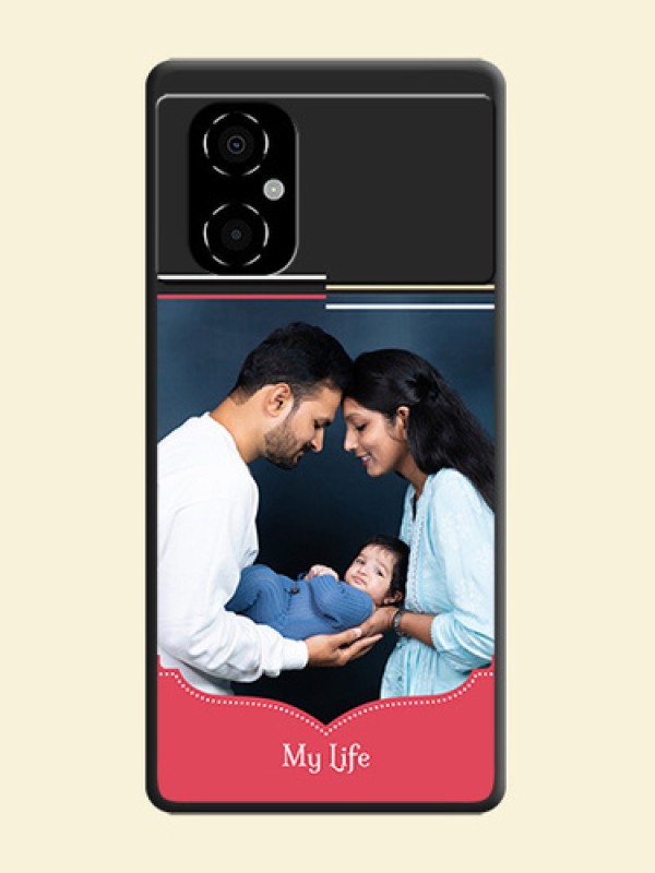 Classic Plain Design with Name on Photo on Space Black Soft Matte Phone Cover - Poco M4 5G
