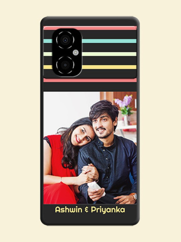 Color Stripes with Photo and Text on Photo on Space Black Soft Matte Mobile Case - Poco M4 5G