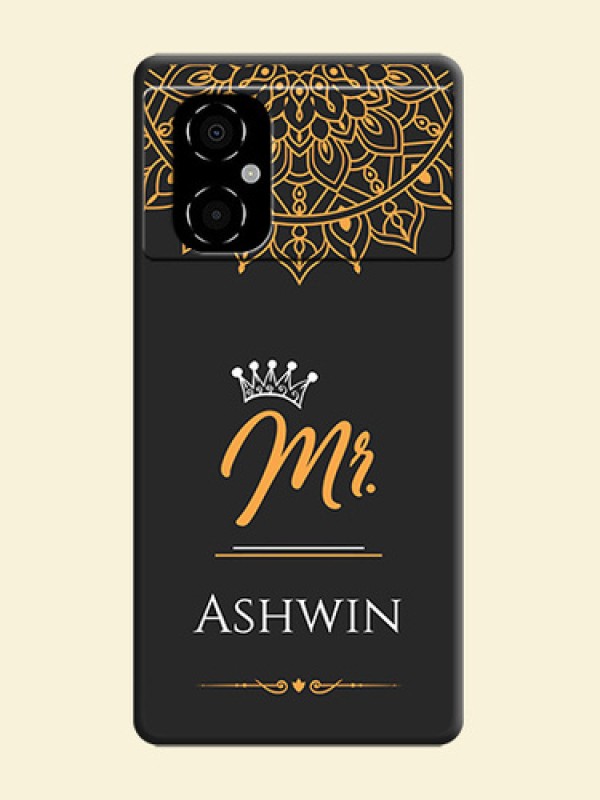 Mr Name with Floral Design  on Personalised Space Black Soft Matte Cases - Poco M4 5G