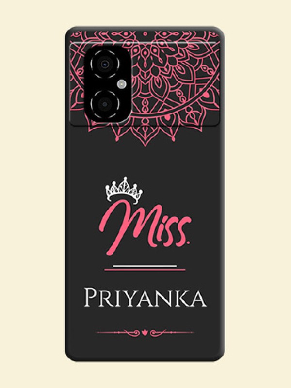 Mrs Name with Floral Design on Space Black Personalized Soft Matte Phone Covers - Poco M4 5G