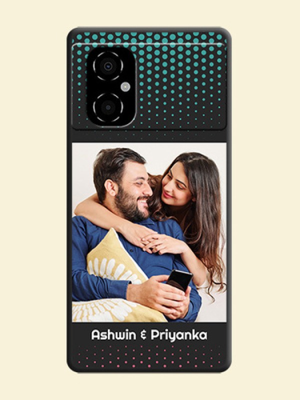 Faded Dots with Grunge Photo Frame and Text on Space Black Custom Soft Matte Phone Cases - Poco M4 5G