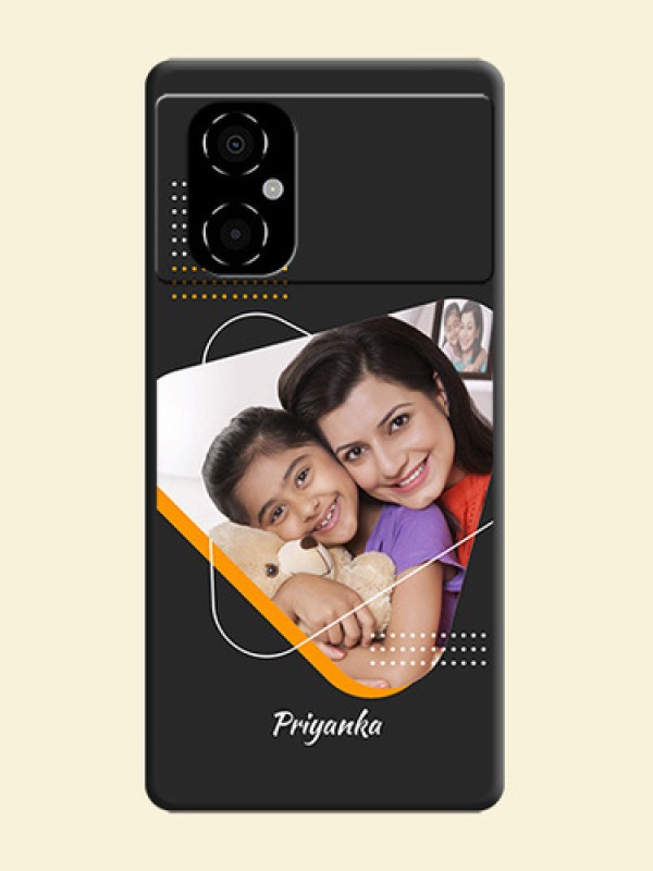Yellow Triangle on Photo on Space Black Soft Matte Phone Cover - Poco M4 5G