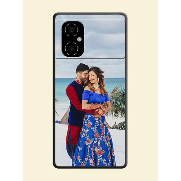Full Single Pic Upload On Space Black Personalized Soft Matte Phone Covers -Poco M4 5G
