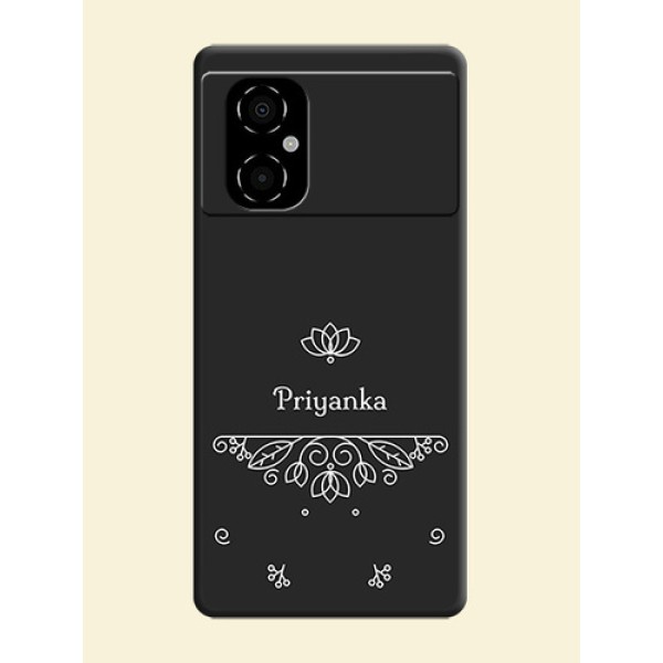 Lotus Garden Custom Text On Space Black Personalized Soft Matte Phone Covers -Poco M4 5G