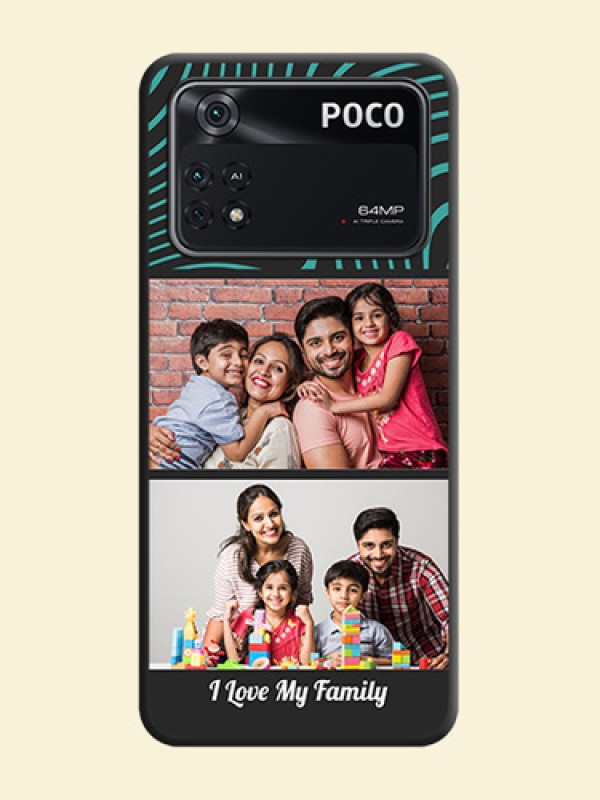 Wave Pattern with 2 Image Holder on Space Black Personalized Soft Matte Phone Covers - Poco M4 Pro 4G