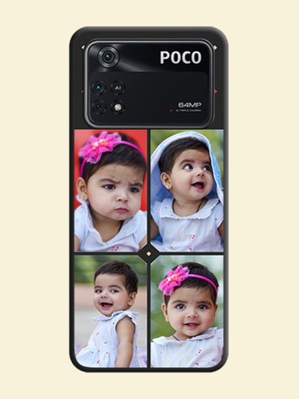 Multicolor Dotted Pattern with 4 Image Holder on Space Black Custom Soft Matte Phone Cases - Poco M4 Pro 4G