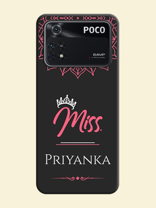 Mrs Name with Floral Design on Space Black Personalized Soft Matte Phone Covers - Poco M4 Pro 4G