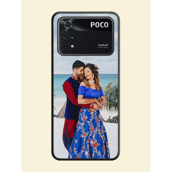 Full Single Pic Upload On Space Black Personalized Soft Matte Phone Covers -Poco M4 Pro 4G