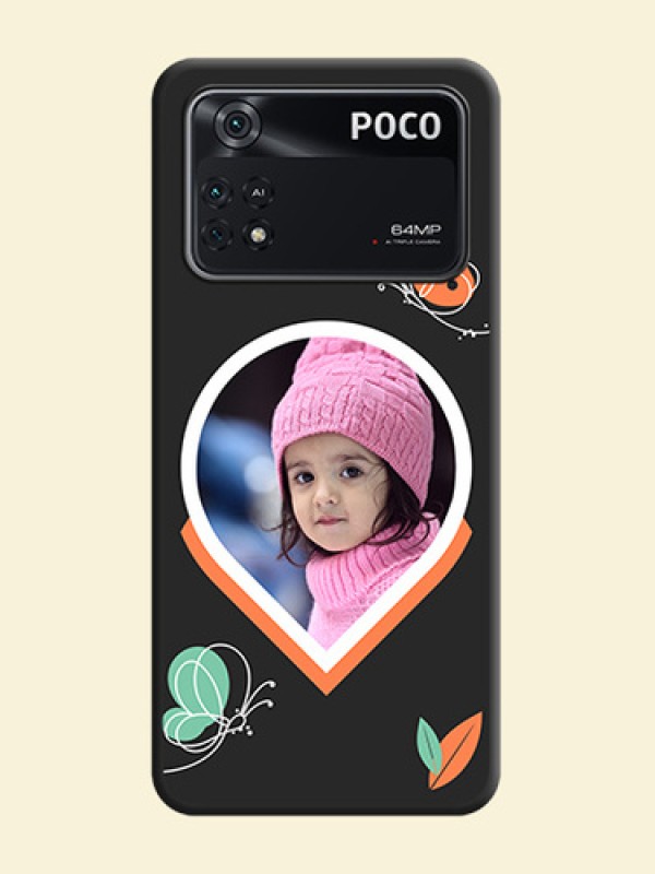 Upload Pic With Simple Butterly Design On Space Black Personalized Soft Matte Phone Covers -Poco M4 Pro 4G