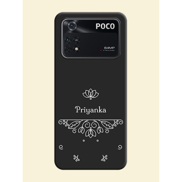 Lotus Garden Custom Text On Space Black Personalized Soft Matte Phone Covers -Poco M4 Pro 4G