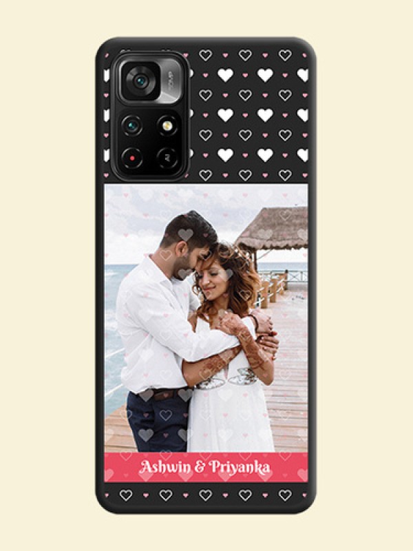 White Color Love Symbols with Text Design on Photo on Space Black Soft Matte Phone Cover - Poco M4 Pro 5G