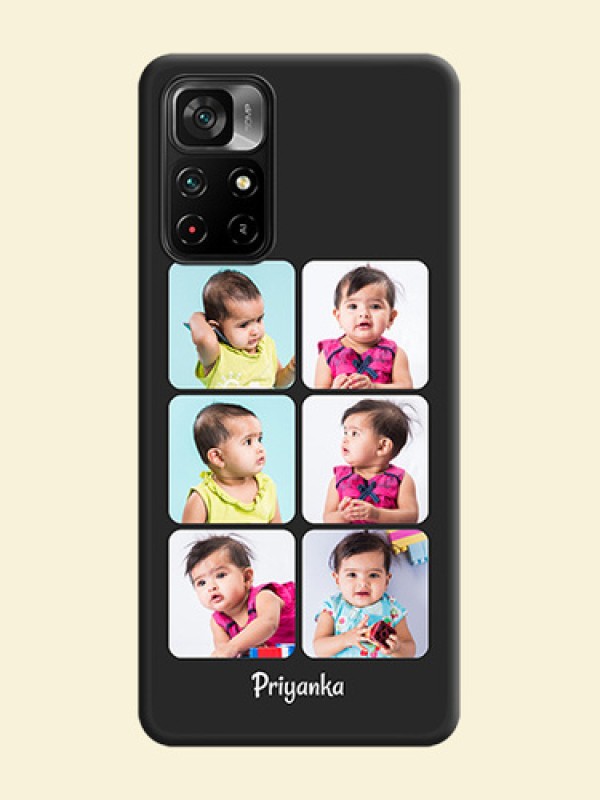 Floral Art with 6 Image Holder on Photo on Space Black Soft Matte Mobile Case - Poco M4 Pro 5G