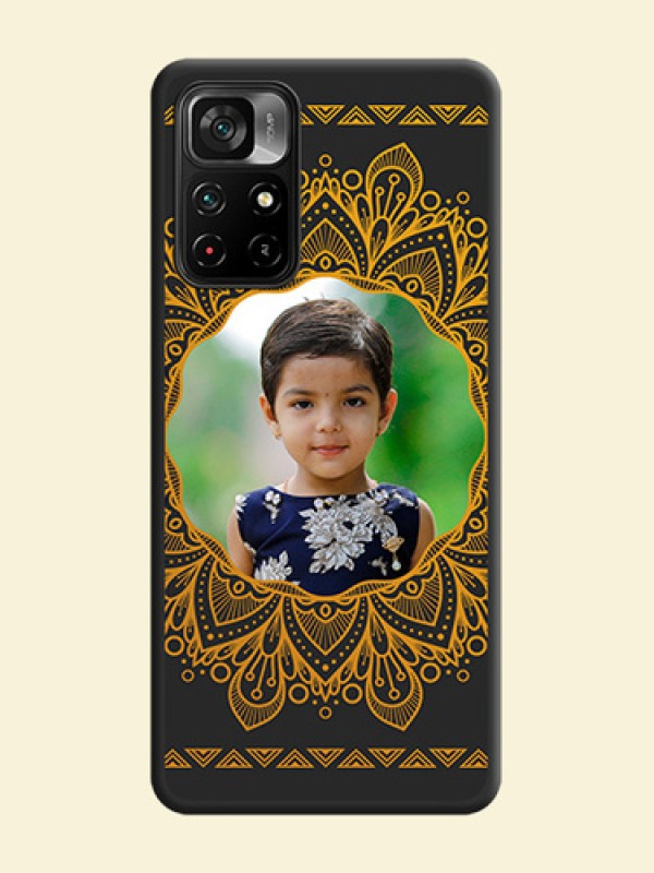 Round Image with Floral Design on Photo on Space Black Soft Matte Mobile Cover - Poco M4 Pro 5G