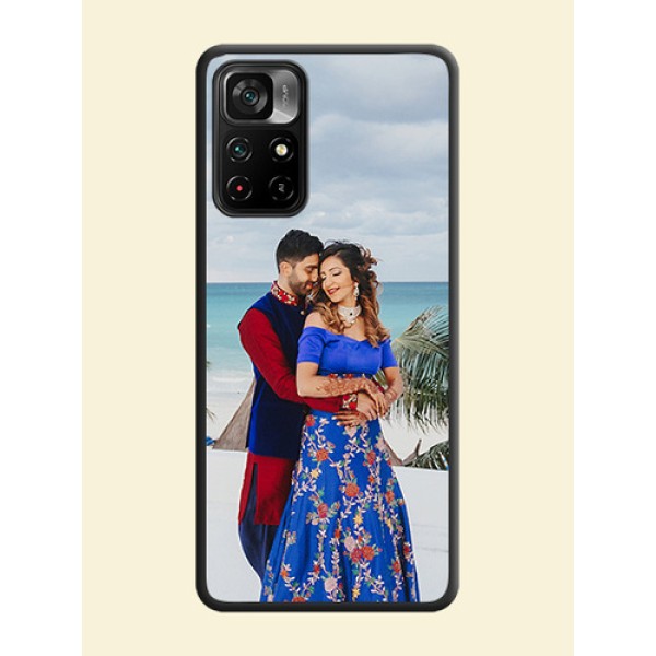 Full Single Pic Upload On Space Black Personalized Soft Matte Phone Covers -Poco M4 Pro 5G