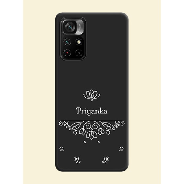 Lotus Garden Custom Text On Space Black Personalized Soft Matte Phone Covers -Poco M4 Pro 5G