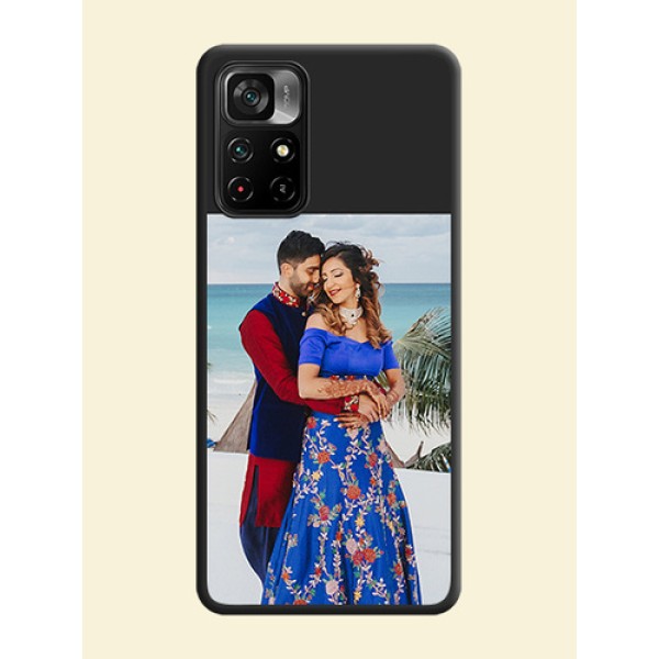 Image Upload With Space Black Color On Custom Soft Matte Mobile Back Cover - Poco M4 Pro 5G