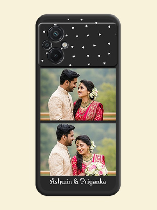 Miniature Love Symbols with Name on Space Black Custom Soft Matte Back Cover - Poco M5