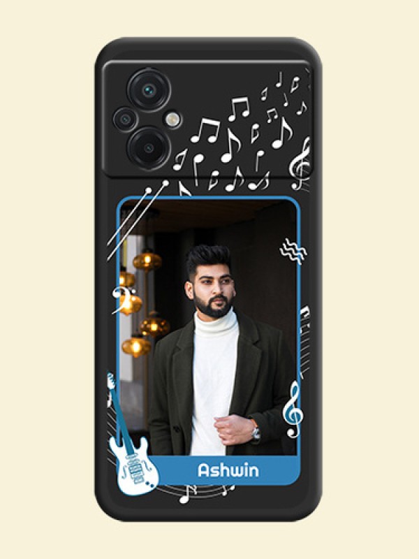 Musical Theme Design with Text on Photo on Space Black Soft Matte Mobile Case - Poco M5