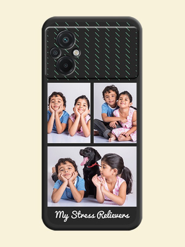 Cross Dotted Pattern with 2 Image Holder  on Personalised Space Black Soft Matte Cases - Poco M5