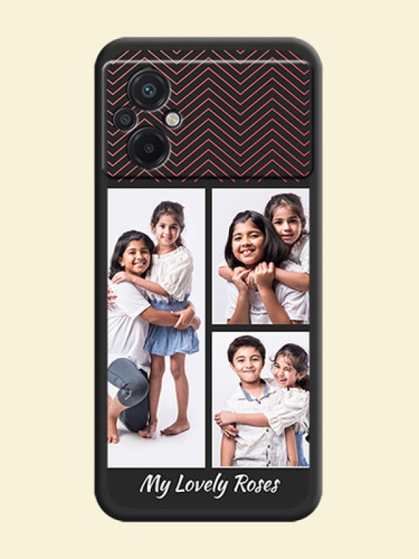 Wave Pattern with 3 Image Holder on Space Black Custom Soft Matte Back Cover - Poco M5
