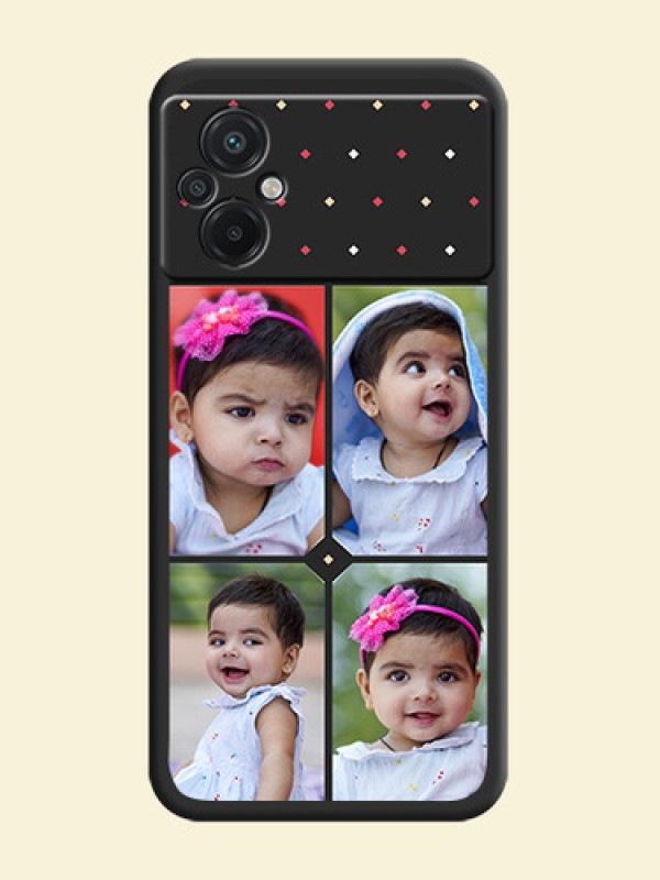Multicolor Dotted Pattern with 4 Image Holder on Space Black Custom Soft Matte Phone Cases - Poco M5