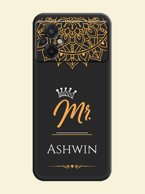 Mr Name with Floral Design  on Personalised Space Black Soft Matte Cases - Poco M5