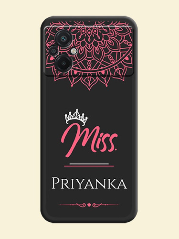 Mrs Name with Floral Design on Space Black Personalized Soft Matte Phone Covers - Poco M5
