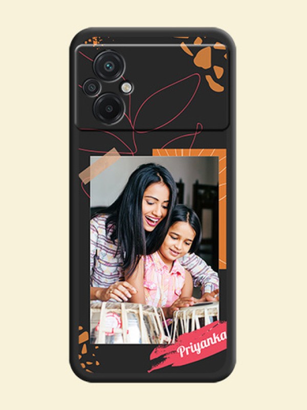 Orange Photo Frame on Space Black Custom Soft Matte Phone Back Cover - Poco M5