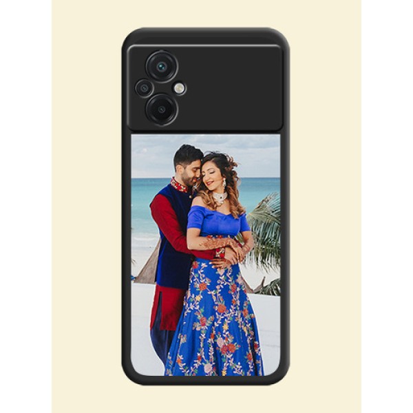 Image Upload With Space Black Color On Custom Soft Matte Mobile Back Cover - Poco M5