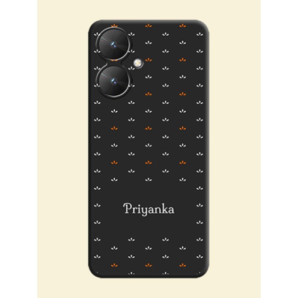 Simple Pattern With Custom Text On Space Black Custom Soft Matte Mobile Back Cover - Poco M6 5G