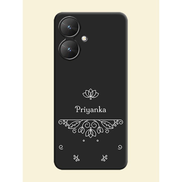 Lotus Garden Custom Text On Space Black Custom Soft Matte Mobile Back Cover - Poco M6 5G