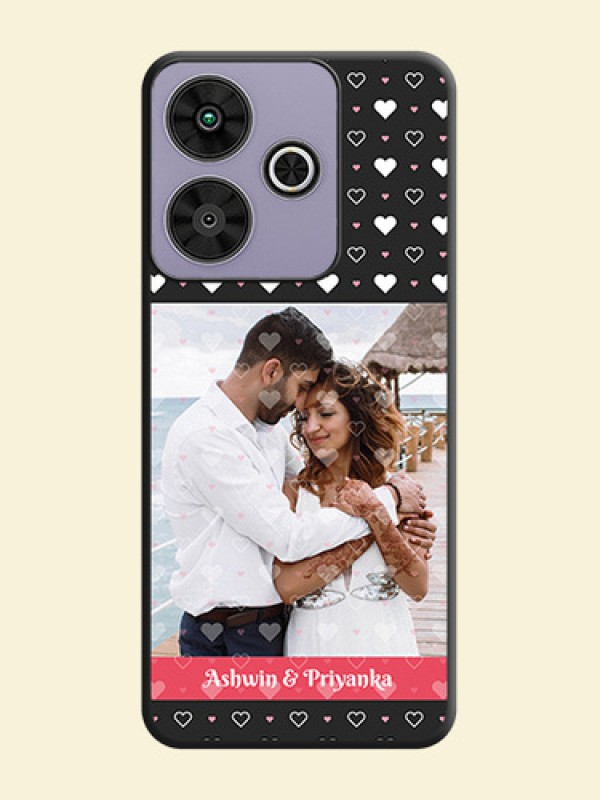 White Color Love Symbols with Text Design on Photo On Space Black Custom Soft Matte Mobile Back Cover - Poco M6 Plus 5G