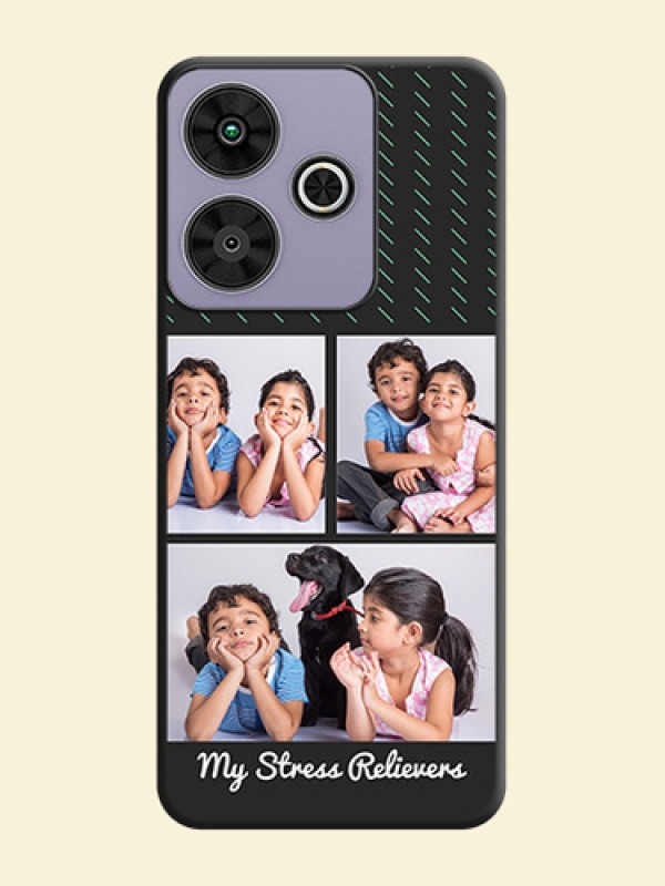 Cross Dotted Pattern with 2 Image Holder On Space Black Custom Soft Matte Mobile Back Cover - Poco M6 Plus 5G